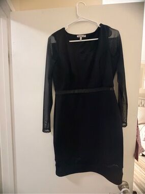 Charlotte Russe Black Long Sleeve Mesh Sheath Dress